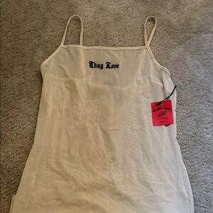 Thug Love Cream Spaghetti Strap Sheer Slip Dress